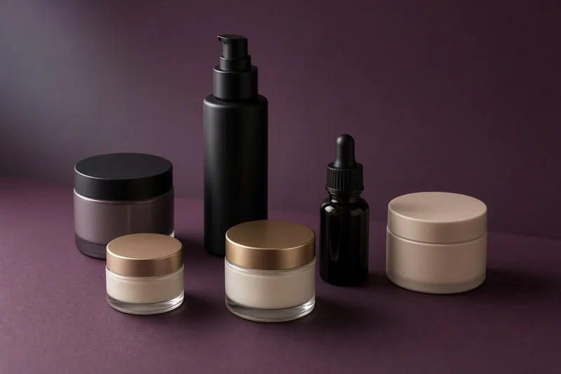 A group of plain cosmetic vessels, unlabelled, with no receipt.